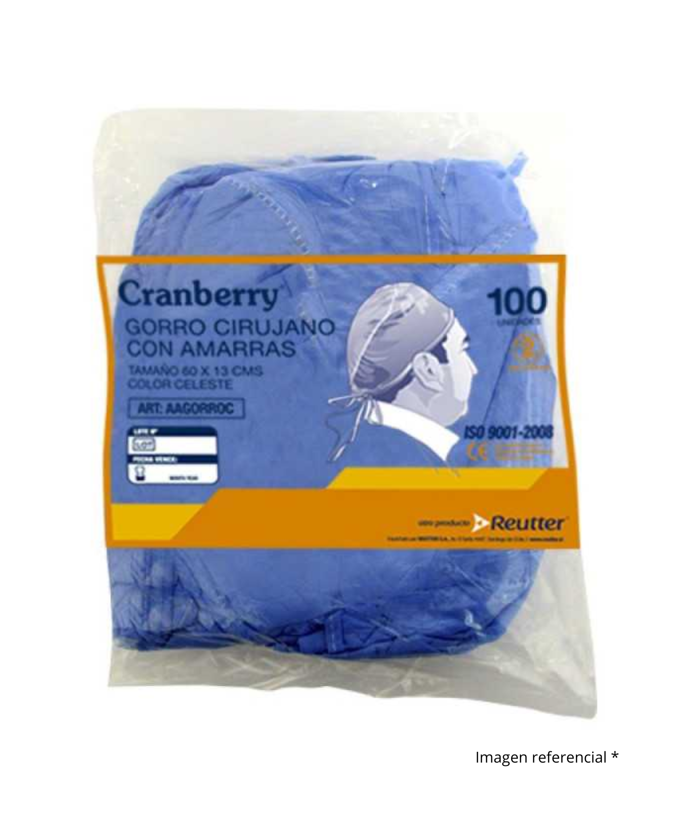 Gorro cirujano con amarras 100 unid. 