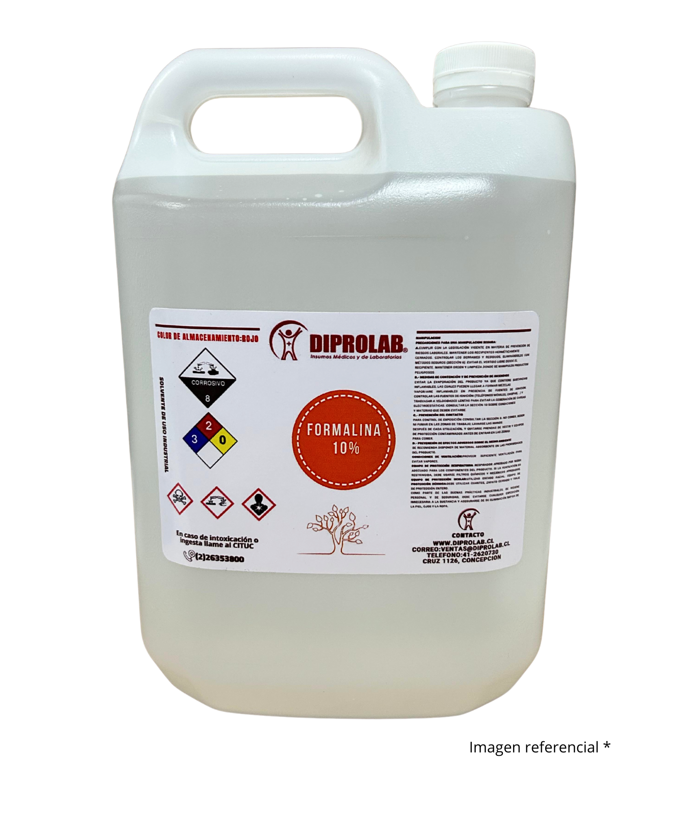 Formalina Color Rosa Venta y distribución de Formalina 10% bidon 5lts. diprolab